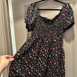 Black Mushroom Smocked Dress 1X